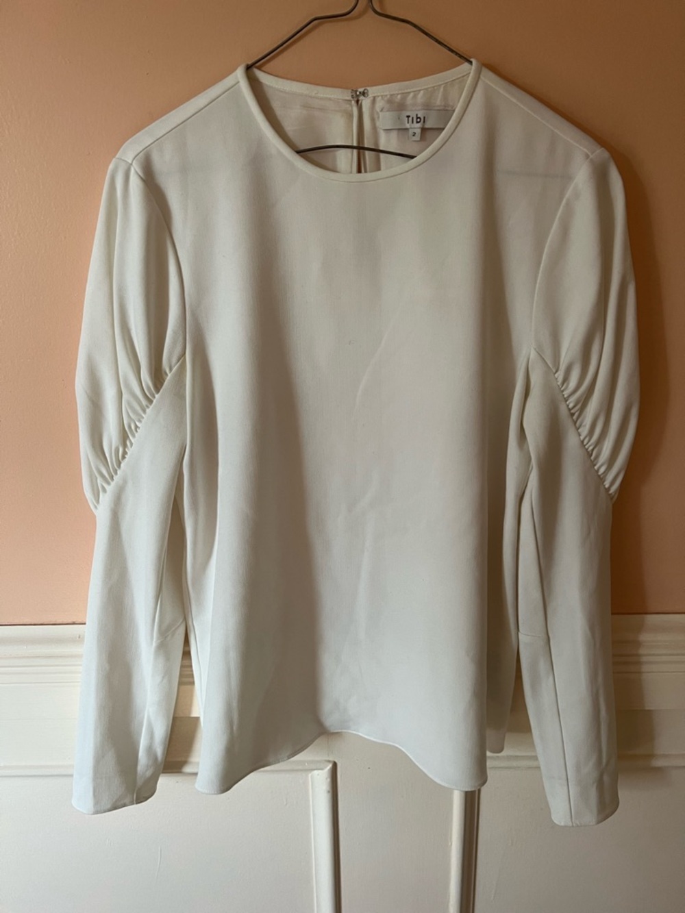 Tibi ssense revolve Minimalist white Draped blouse chic modern scandi runway 2 - Picture 2 of 9